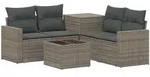 Sofa Set 6 Stk. Grau Und Dunkelgrau Polyrattan Und Stahl Vidaxl