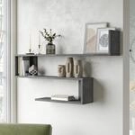 [en.casa] - Wandregal Kitee 120 X 14,5 X 71,5 Cm Betonoptik