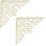 Wandregalhalterungen 2 Stk. Antik Wei&szlig; 24 X 24 X 3,5 Cm Stahl Vidaxl