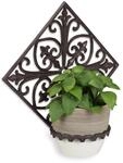 Relaxdays Blumenhalter Wand, Gusseisen, Antik, Wandblumentopfhalter Garten, &Oslash; 13 Cm,
