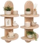 Relaxdays Wandregal, 2er Set, Hxbxt: 45 X 21,5 X 12 Cm, Holz, Regenbogen, Boho Style,