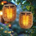 Solar Mini Leuchte In Rattan Optik 11 X 10 Cm - 2er Set - Led Laterne Klein Zum