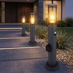 3x Led Stehlampe Stehleuchte Au&szlig;en Sockel Garten Bewegungsmelder H 60 Cm