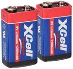 Xcell - 2x Lithium 9v Block Hochleistungs- Batterien F&uuml;r Rauchmelder / Feuermelder -