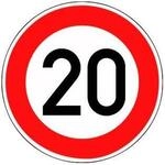 Verkehrszeichen 274-20 Ronde 600 Mm, 20 Km/h, Ral-g&uuml;tezeichen Folie Ra2