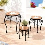 Blumenhocker Mosaik Rund 3er Set 20, 27, 37 Cm Blumenst&auml;nder 12014 Beistelltisch