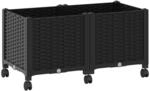 Vidaxl Garden Planter With Wheels Black 80 X 40 X 44 Cm Pp