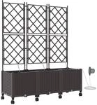 Vidaxl Garden Planter With Irrigation&wheels 3 Pcs Brown Pp