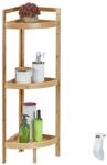 Relaxdays Eckregal Bambus, 3 Halbrunde Ablagen, Hbt: 90 X 36,5 X 26 Cm, Standregal