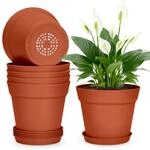 6er Set Blument&ouml;pfe 15cm Mit Untersetzer, Kunststoff Pflanzt&ouml;pfe Klein F&uuml;r...