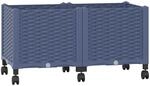 Vidaxl Garden Planter With Wheels Blue Grey 80 X 40 X 44 Cm Pp
