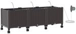 Vidaxl Garden Planter With Irrigation&wheels 3 Pcs Brown Pp