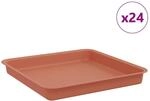 Vidaxl Square Flower Tray 24 Pcs Brick Red 18 X 18 X 2 Cm Plastic