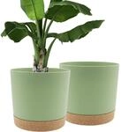 Blument&ouml;pfe 2er Set 30.5cm Mit Untersetzer, Gr&uuml;n, F&uuml;r Innen & Au&szlig;en