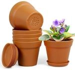 6er Set Blument&ouml;pfe Mit Untersetzer, 17.8cm, Kunststoff, F&uuml;r Innen & Au&szlig;en