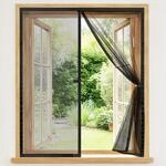 Fliegengitter Fenster 120x110 Cm, Magnetisch, Bohrenlos, Fiberglas, Schwarz