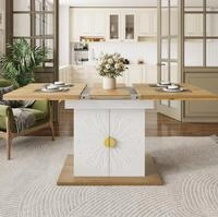 Ausziehbarer Esstisch 110-140 X 70 X 76,5 Cm Aus Wei&szlig;em Mdf Mit Stauraum Okwish