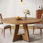 Runder Esstisch 120 Cm F&uuml;r 4 Personen, Bauernhausstil Mit Holzoptik