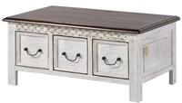 Massivmoebel24 - Couchtisch Mango / Akazie 100x57x45 Wei&szlig; Gewachst Castle-antik 231