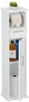 Relaxdays Toilettenpapierhalter Stehend, 2 F&auml;cher & Schublade, 87,5x22x17,5 Cm,
