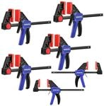 Einhandzwingen Set 6 St&uuml;ck, 150mm Spannweite, 22,5kg/68kg Spannkraft, F&uuml;r...