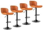 Barhocker 4er Set, H&ouml;henverstellbar, Drehbar, Kunstleder, Orange