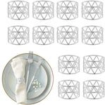Serviettenringe, 12er Set, Geometrisch, Hxd: 3x4,5 Cm, Serviettenhalter, Papier- Und