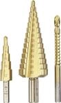 Stufenbohrer, 3-teiliges Set Mit Fr&auml;s-bohrer, 1 X 4- 12 Mm, 1x 4 - 30 Mm, 1x 6mm