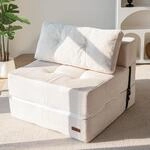 Klappsofa Mit Schlaffunktion, 4-in-1 Schlafsofa Mit Hochdichtem Schaum, Creme