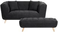 Sofa 2-sitzer Habo Mit Ottomane Stoff Schwarz
