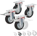 Relaxdays - Schwerlastrollen 4er Set, Drehbar, Kugellager, 2 Rollen Mit Bremse,