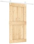 Schiebet&uuml;r Nat&uuml;rlich Und Wei&szlig; 100 X 210 Cm Massivkiefer Vidaxl