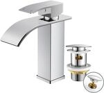 Waschtischarmatur Wasserfall Mit Ablaufgarnitur, Einhandmischer, Chrom, 110mm
