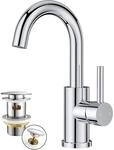 Waschtischarmatur Hoch Mit Ablaufgarnitur, 360&deg; Drehbar, Polierter Chrom