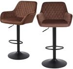 Barhocker 2er Set, H&ouml;henverstellbar, Drehbar, Samt, Braun