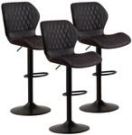 Barhocker Mit Lehne, H&ouml;henverstellbar, 360&deg; Drehbar, Kunstleder, 3er Set