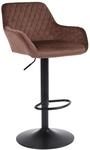 Barhocker Aus Samt, H&ouml;henverstellbar, Drehbar, Mit R&uuml;ckenlehne, Braun, 1er-set