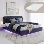Led Polsterbett Tr&ouml;stiar Mit Matratze 180x200 Cm Leinen Blau [en.casa]