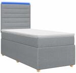 Led Boxspringbett Mit Matratze Hellgrau 90 X 190 Cm Stoff Vidaxl