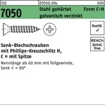 Iso 7050 Form C Senkkopf-blechschraube Vg 6,3x16 Stahl Galvanisch Verzinkt Ph 250 Stk