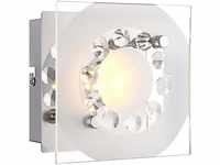 Elegante LED Wandleuchte chrom Glas mit Muster, K5 Kristalle klar 4W - Globo...