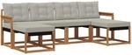 Outdoor-sofagarnitur 6 Stk. Natur Und Hellgrau Vidaxl
