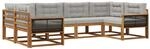 Outdoor-sofagarnitur 6 Stk. Natur Und Hellgrau Vidaxl