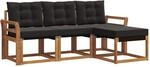 Vidaxl Outdoor Sofa Set 4 Pcs Natural And Black