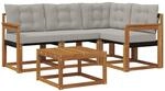 Vidaxl Outdoor Sofa Set 5 Pcs Natural And Light Grey