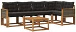 Vidaxl Outdoor Sofa Set 6 Pcs Natural And Black