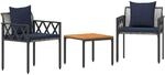 Gartenm&ouml;bel-set 3 Stk. Grau Und Marineblau Poly-rattan Vidaxl