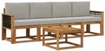 Vidaxl Outdoor Sofa Set 4 Pcs Natural And Light Grey
