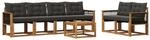 Vidaxl Outdoor Sofa Set 7 Pcs Natural And Black