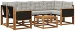Outdoor-sofagarnitur 7 Stk. Natur Und Hellgrau Vidaxl